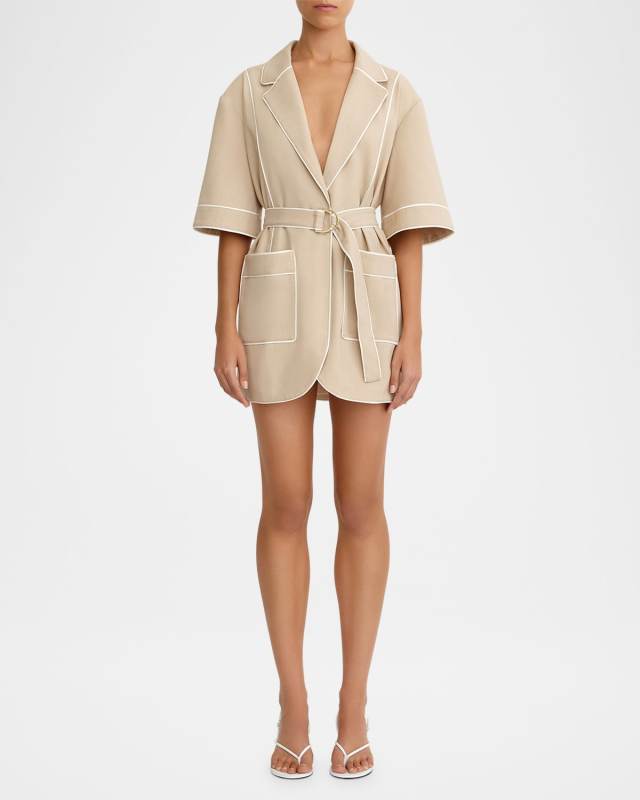 Abrielle Short-Sleeve Mini Shirtdress